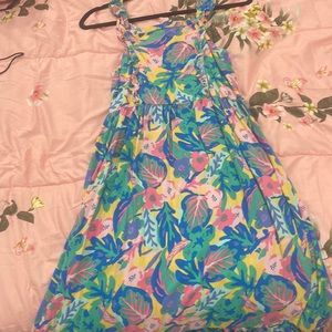 it’s a dress, mostly blue but flower print. size girls large 14/16